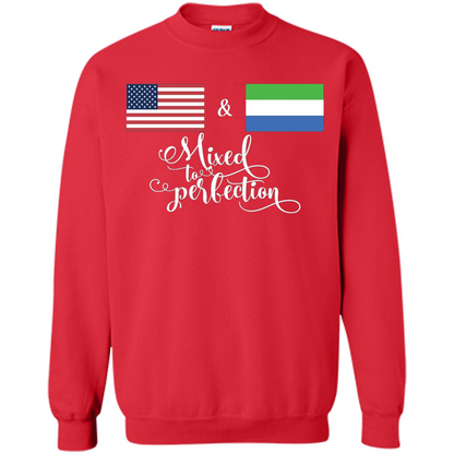 American + Sierra Leone Mixed To Perfection Flag T-Shirt Red