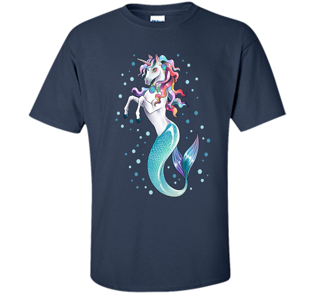Unicorn Mermaid Mermicorn Cute T-shirt For Kids Navy