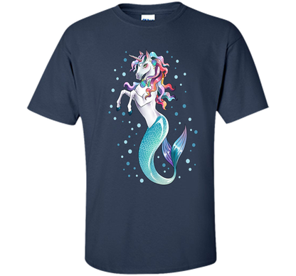Unicorn Mermaid Mermicorn Cute T-shirt For Kids Navy