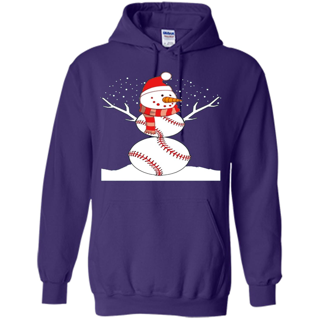 Cute Baseball Snowman Christmas T-Shirt Purple