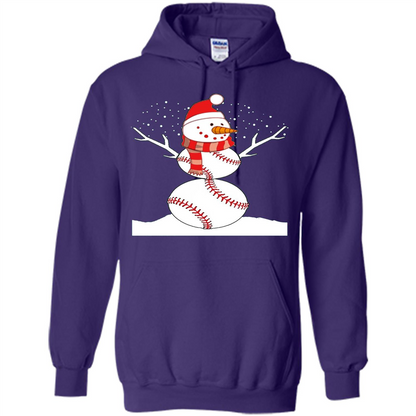 Cute Baseball Snowman Christmas T-Shirt Purple