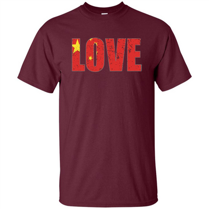 I Love China Flag T-shirt Maroon