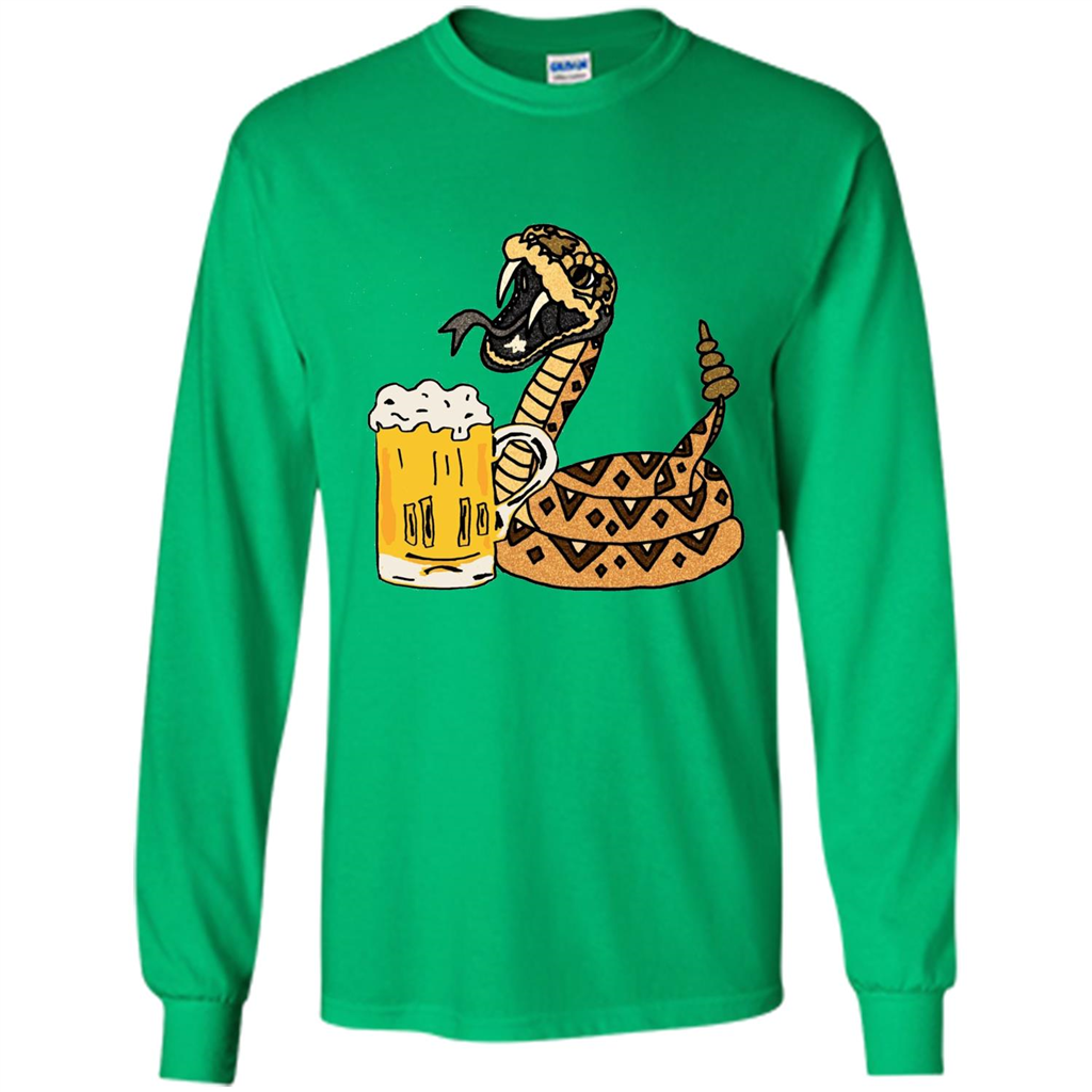 Smiletodaytees Funny Rattlesnake Drinking Beer T-shirt Irish Green