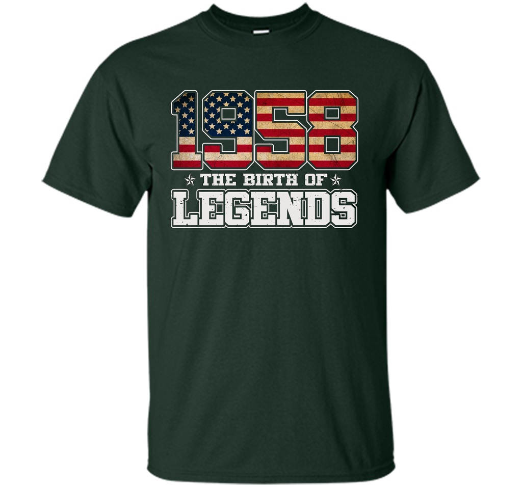 Birthday Gift For 59 Years Old 1958 T Shirt American Flag t-shirt Forest Green