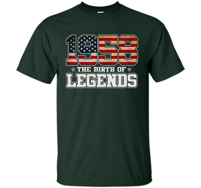 Birthday Gift For 59 Years Old 1958 T Shirt American Flag t-shirt Forest Green