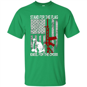 Mens Stand for the flag Kneel for the cross T Shirt