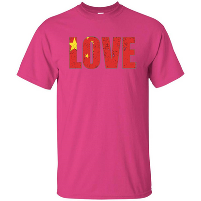 I Love China Flag T-shirt Heliconia