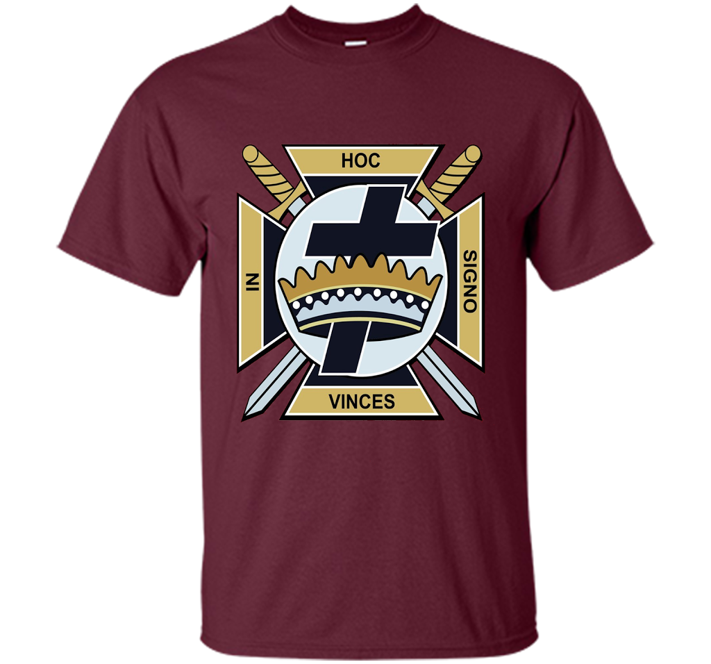Mens Knights Templar T Shirt Masonic Tee shirt Maroon