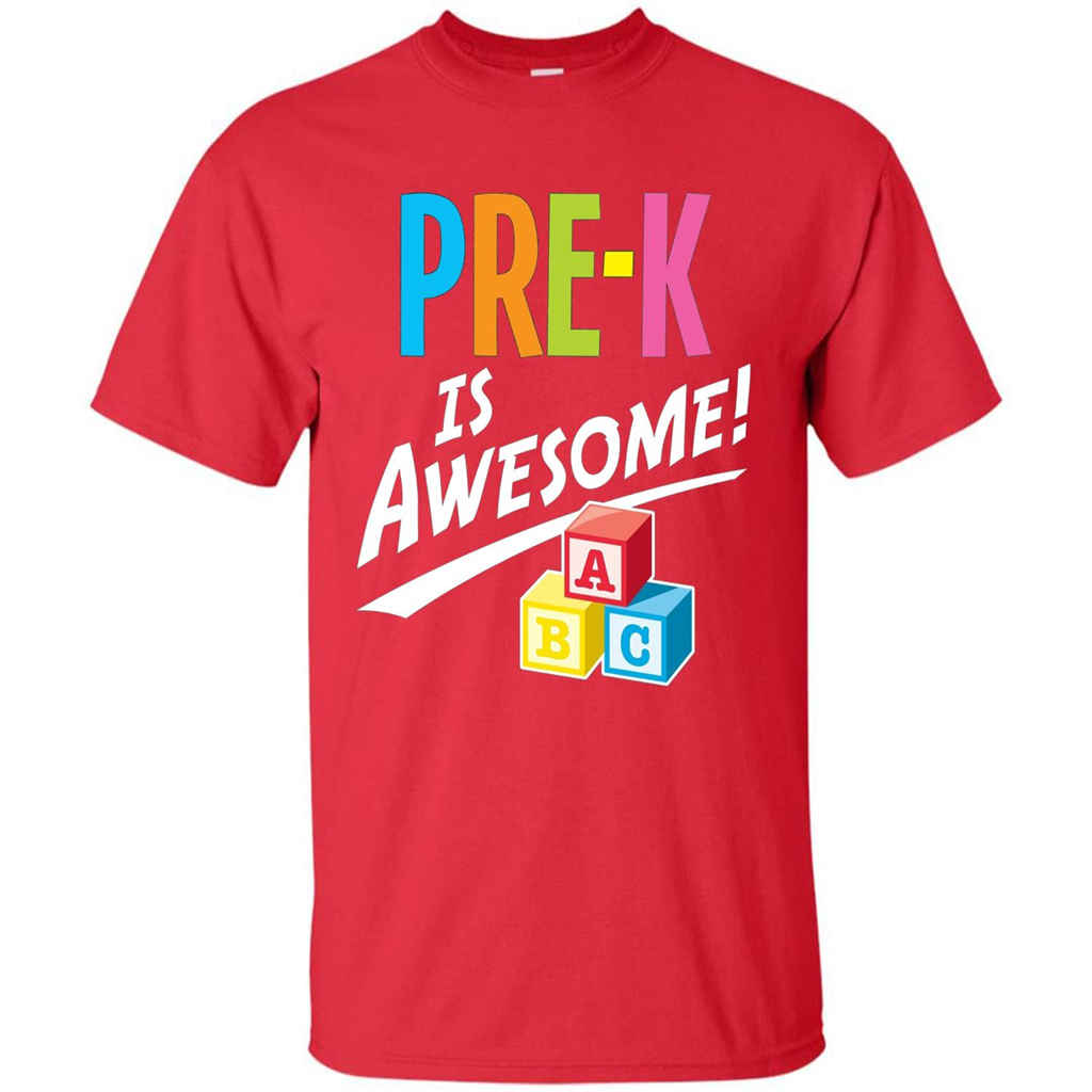School Teacher T-shirt Pre-K Is Awesome ABC Blocks T-shirt Red