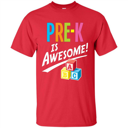 School Teacher T-shirt Pre-K Is Awesome ABC Blocks T-shirt Red