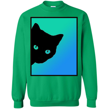 Cat Lover T-shirt Black Cat Blue Green T-shirt Irish Green