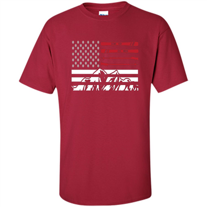 Skiing American Flag T-Shirt Cardinal
