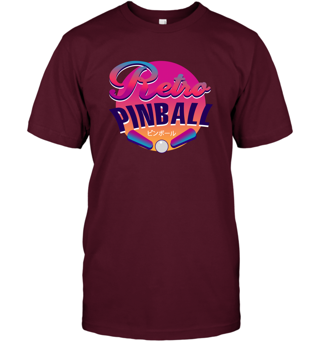 Retro Pinball Shirt T-Shirt T-Shirt Maroon