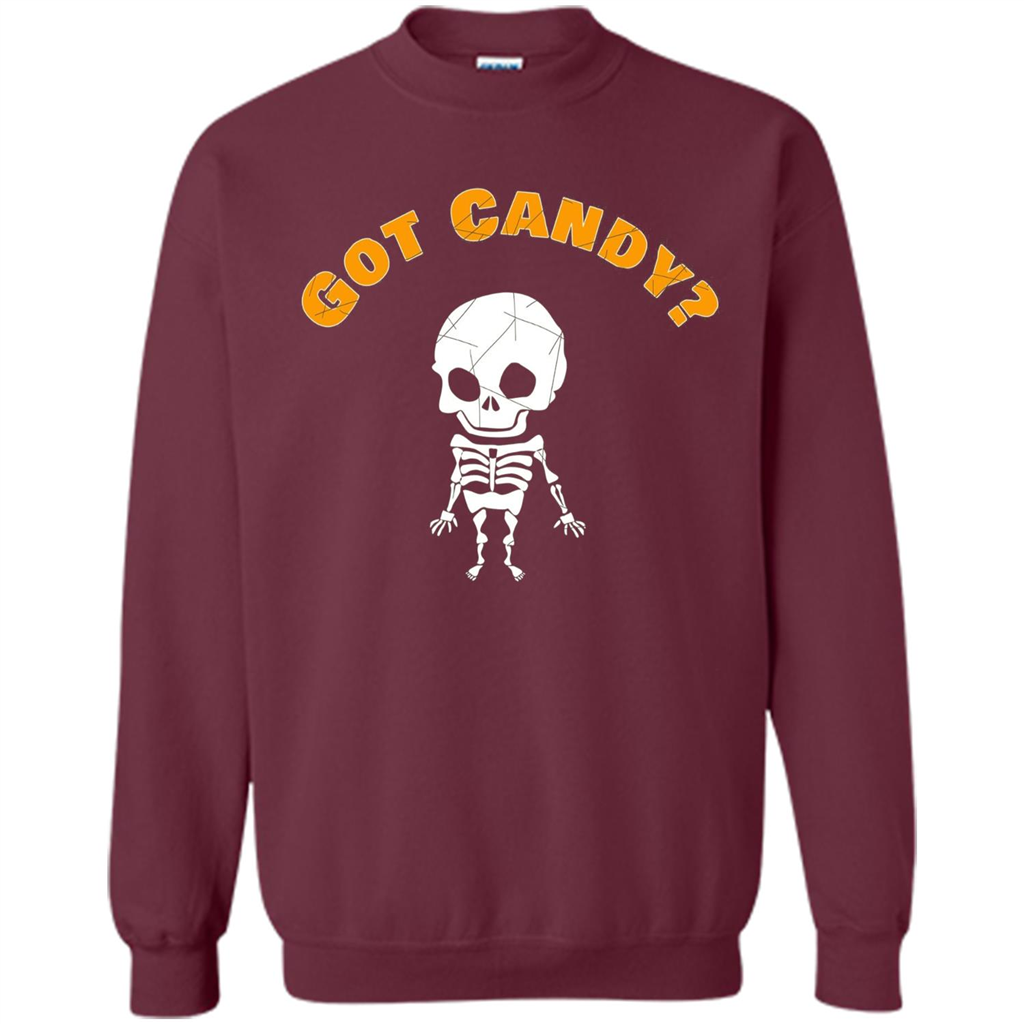 Cute Skeleton Asking For Candy Halloween T-shirt Maroon