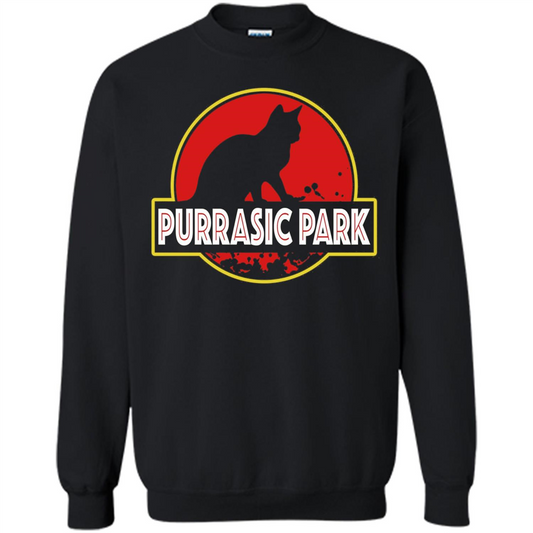 Funny Kitty Cat Graphic T-shirt Purrasic Park Cat T-Shirt Black