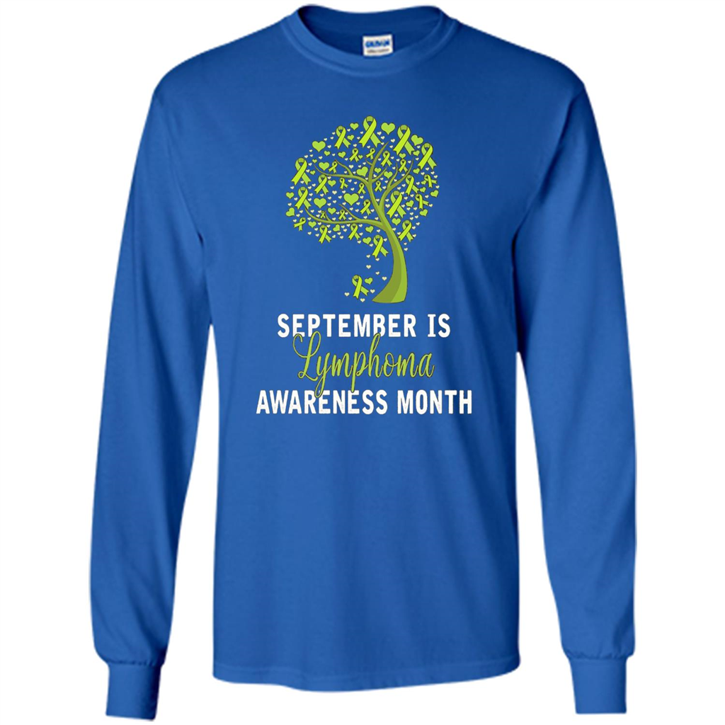 Lime Green Ribbon Lymphoma Awareness Month T-shirt Royal