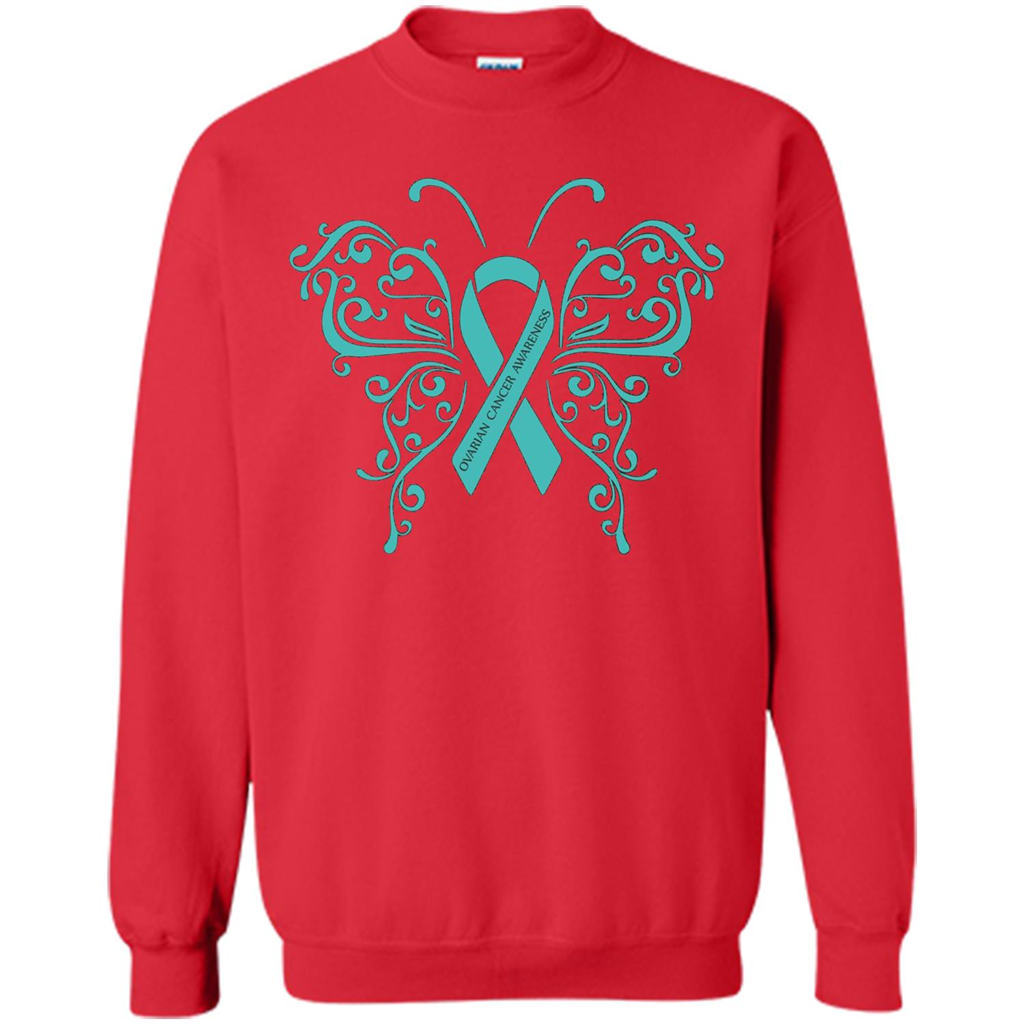Ovarian Cancer Awareness Butterfly T-Shirt Red