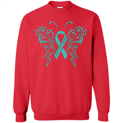 Ovarian Cancer Awareness Butterfly T-Shirt Red