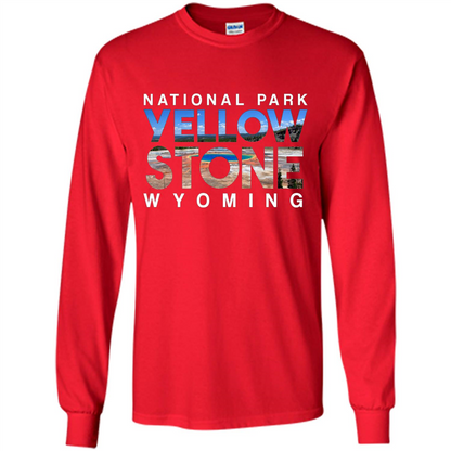 National Park Yellowstone Yellow Stone Photo Wyoming T-shirt Red