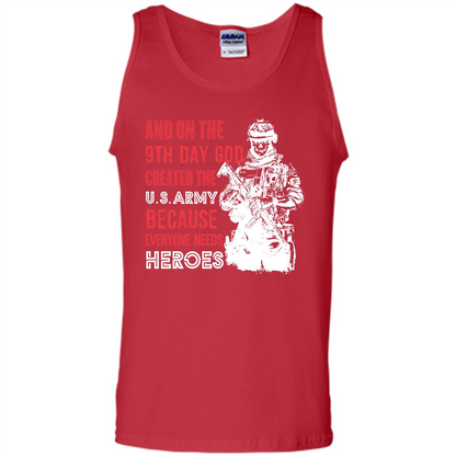 Military T-shirt And On The 9th Day God Created The U S Army Red