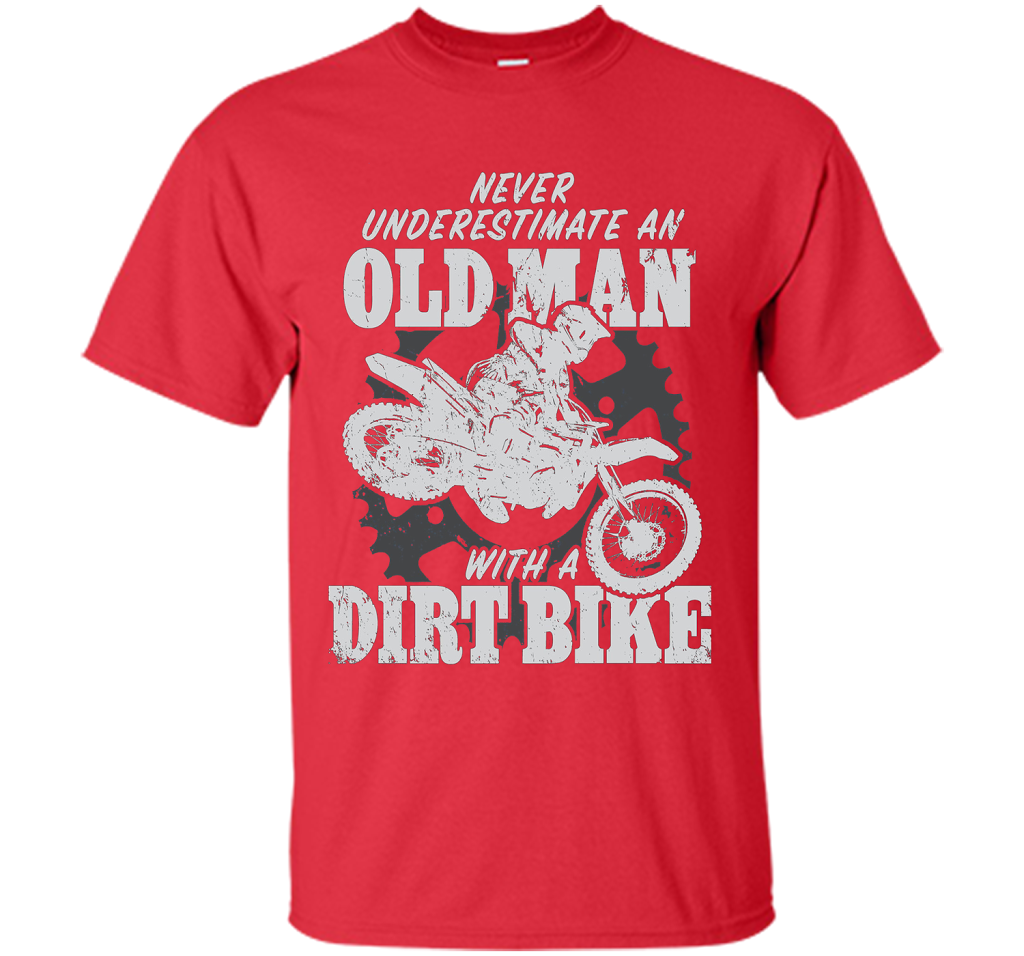 Never Underestimate an Old Man with a Dirt Bike t-shirt MX cool shirt Red