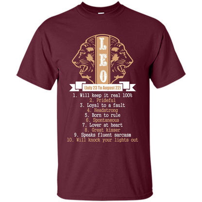 Leo T-shirt Will Knock Your Lights Out Maroon