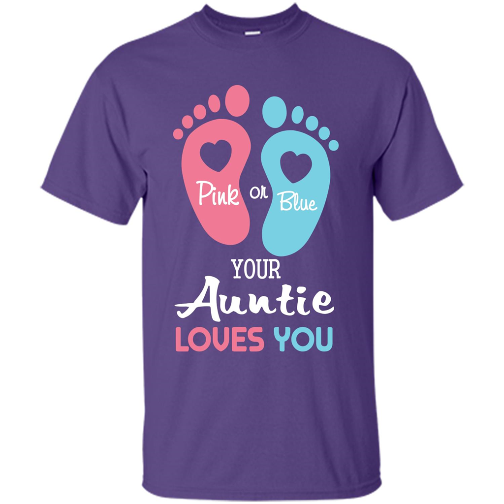 Baby T-shirt Pink Or Blue Your Auntie Loves You Purple