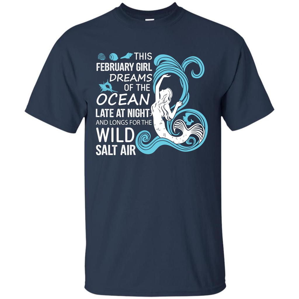 This February Girl Dreams Of The Ocean Late At Night T-shirt Navy