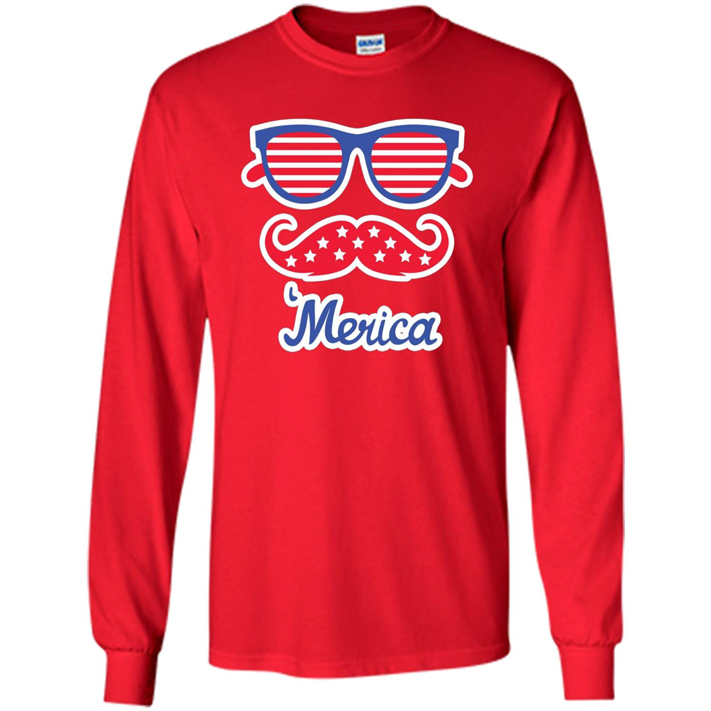 Merica Sunglasses Shirt Stars Stripes July 4th T-shirt Red