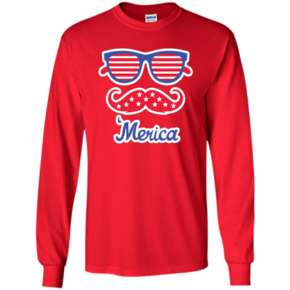 Merica Sunglasses Shirt Stars Stripes July 4th T-shirt Red