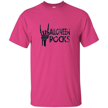 Halloween Rocks Skeleton T-shirt Heliconia