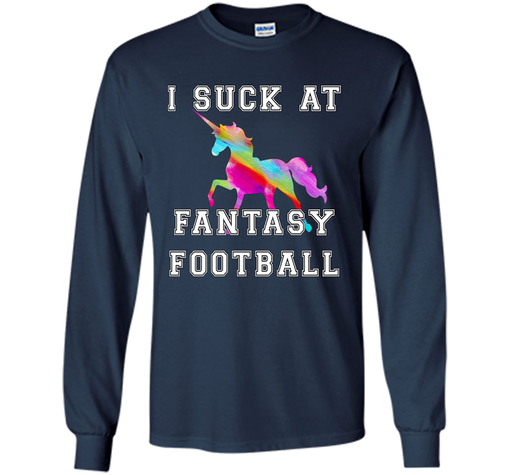 I Suck At Fantasy Football T-Shirt Funny Draft Party Unicorn shirt Navy