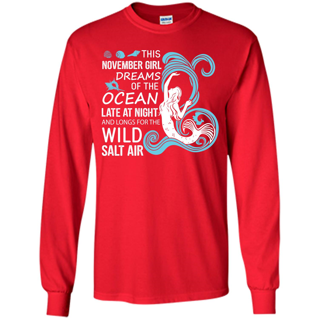 This November Girl Dreams Of The Ocean Late At Night T-shirt Red
