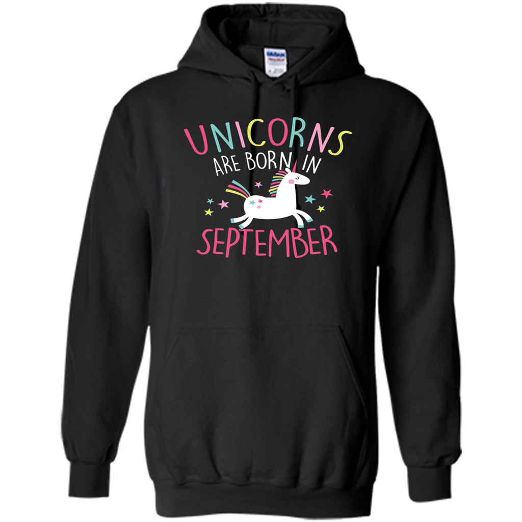 Unicorns Are Born In September Birthday T-Shirt Black
