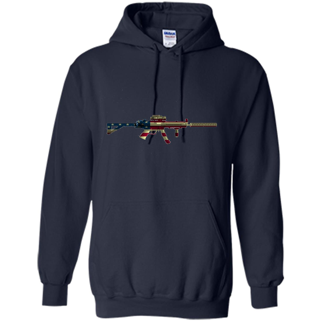 Assault Rifle Gun Flag Red White And Blue Gun T-shirt Navy