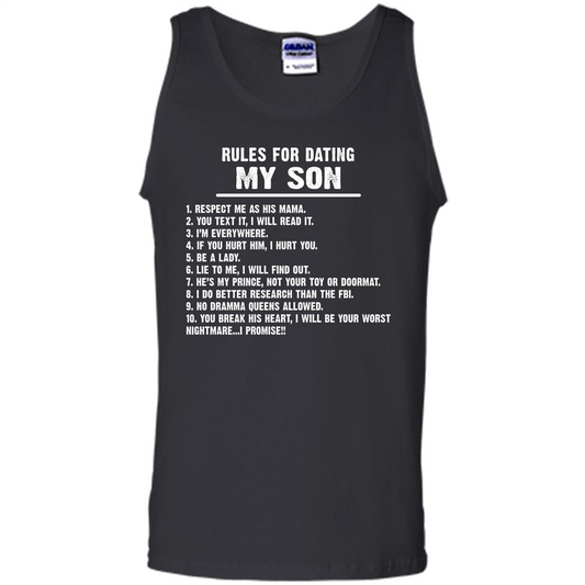 Parents T-shirt Rules For Dating My Son T-shirt Black