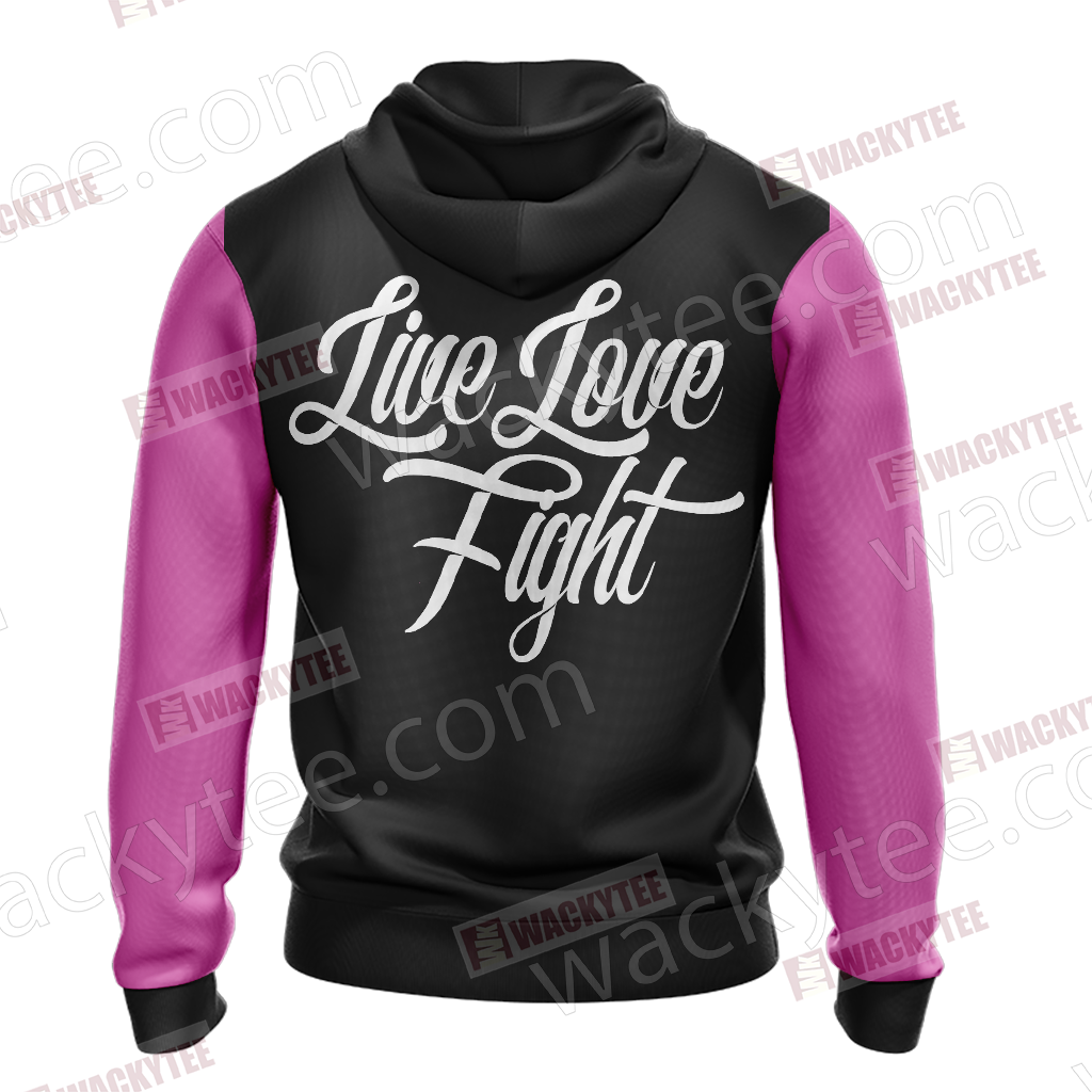 Breast Cancer - Live Love Fight 3D Hoodie