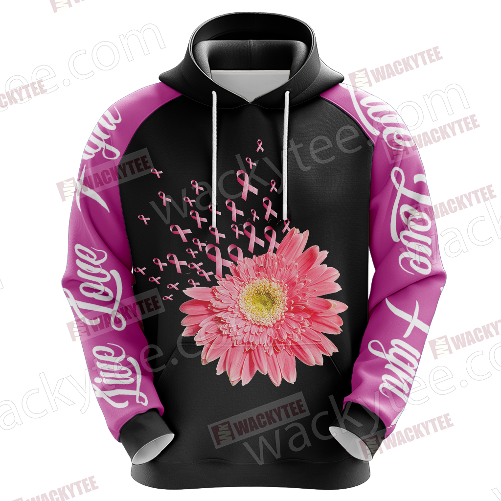 Breast Cancer - Live Love Fight 3D Hoodie