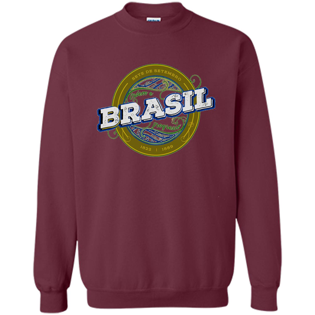 BRAZIL Brasil Independence Day Badge T-shirt Maroon