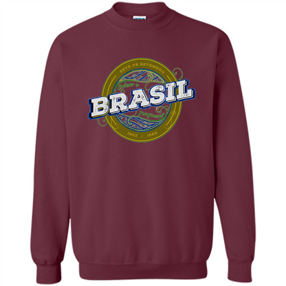 BRAZIL Brasil Independence Day Badge T-shirt Maroon
