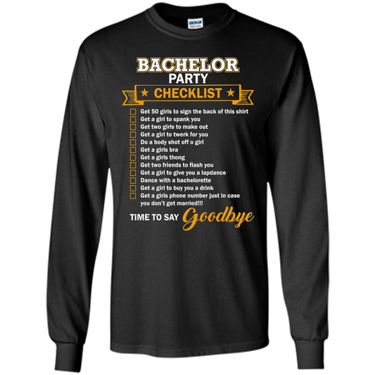 Funny Bachelor Party Checklist T-shirt Black