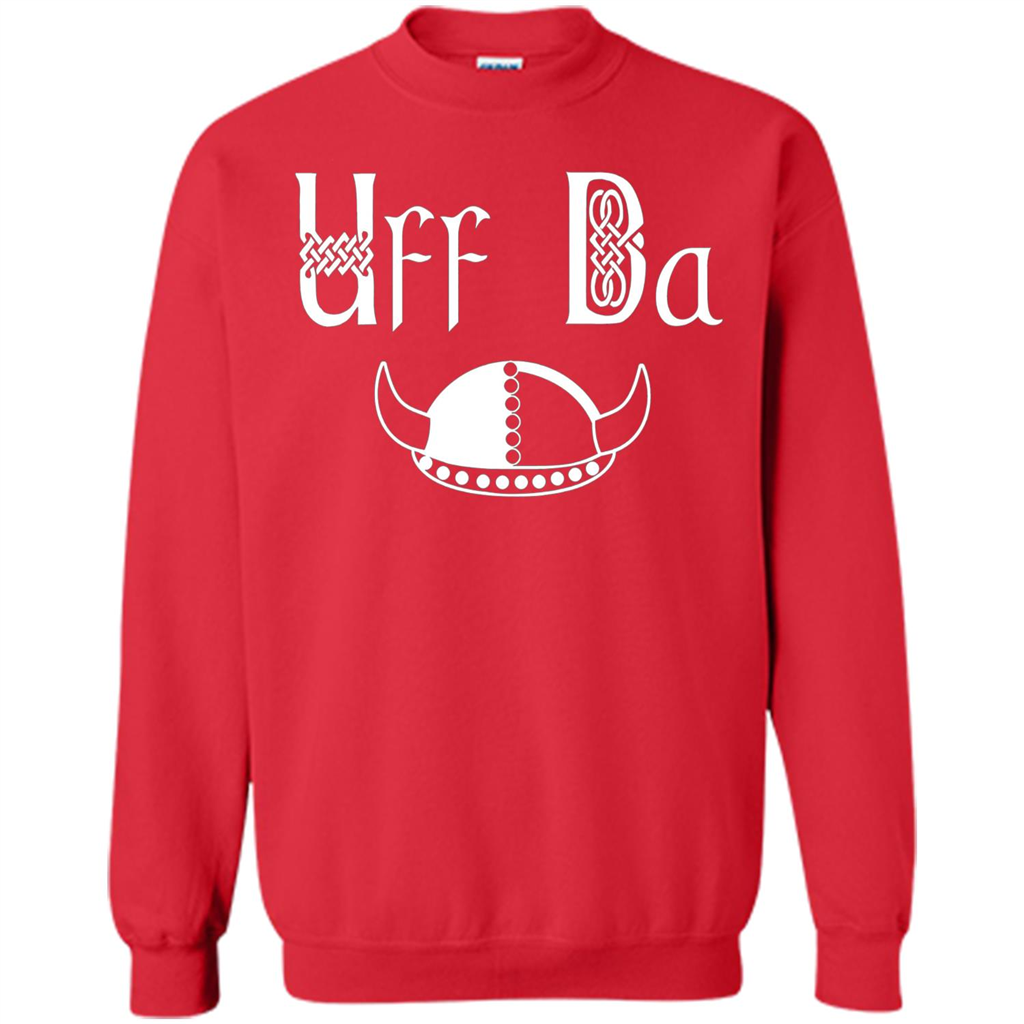 Uff Da Viking Hat Norwegian Scandinavian Saying T-shirt Red