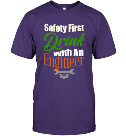 Safety First Drink With A Engineer Saint Patricks Day Shirt T-Shirt Purple