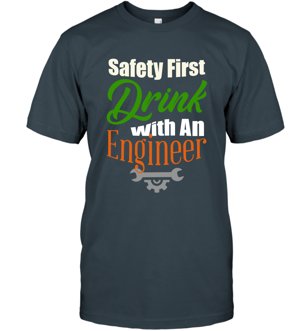 Safety First Drink With A Engineer Saint Patricks Day Shirt T-Shirt Charcoal