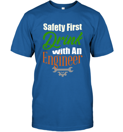 Safety First Drink With A Engineer Saint Patricks Day Shirt T-Shirt Royal