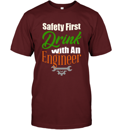 Safety First Drink With A Engineer Saint Patricks Day Shirt T-Shirt Cardinal