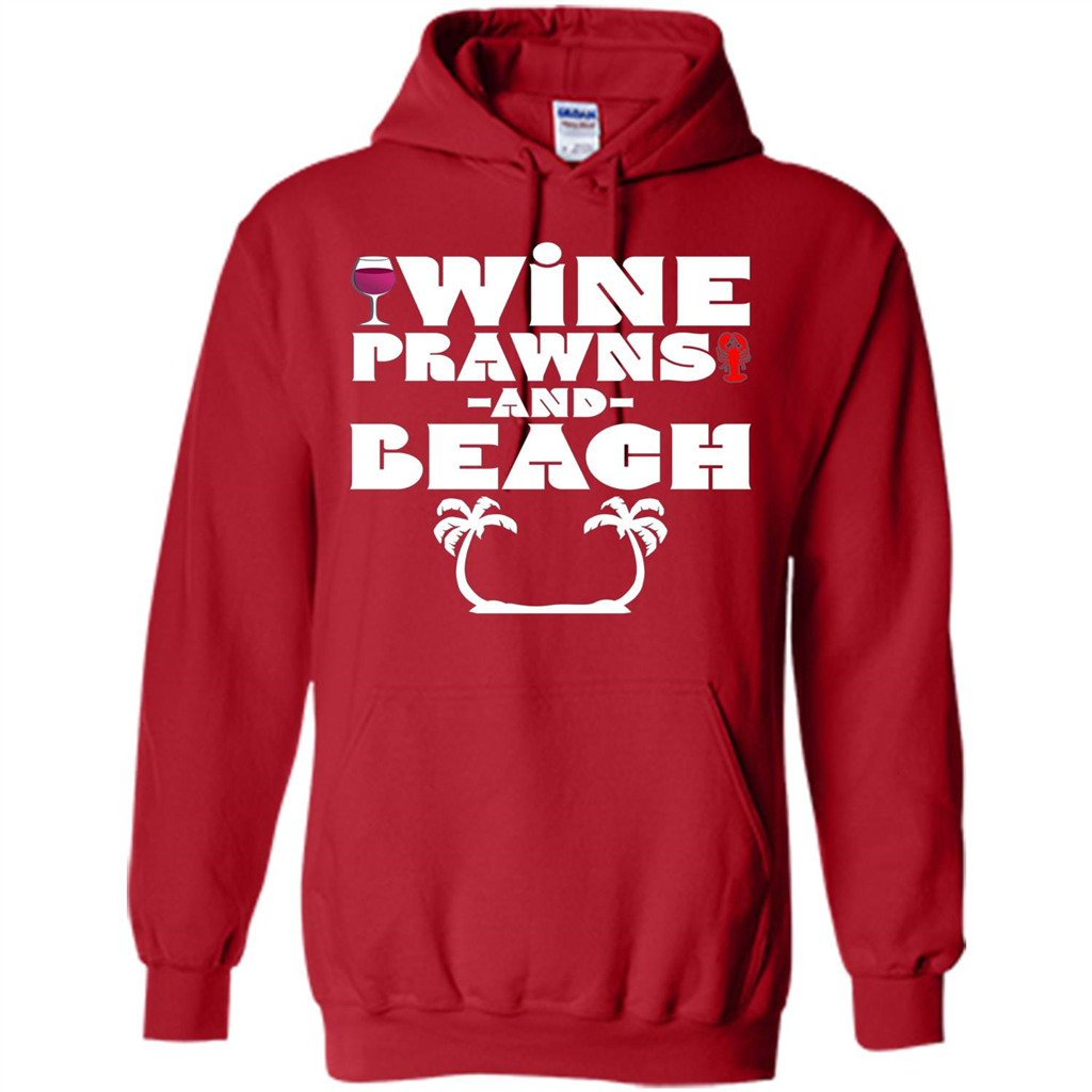 Wine Summer Time With Beach And Prawns T-Shirt Red