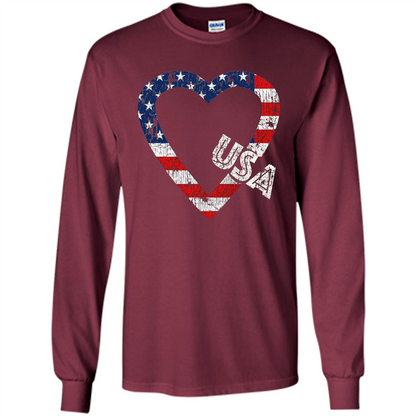 Independence Day T-shirt Love USA Maroon