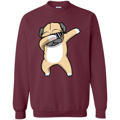 Dabbing Pug T-shirt Funny Cute Dog Dab Dance T-Shirt Maroon