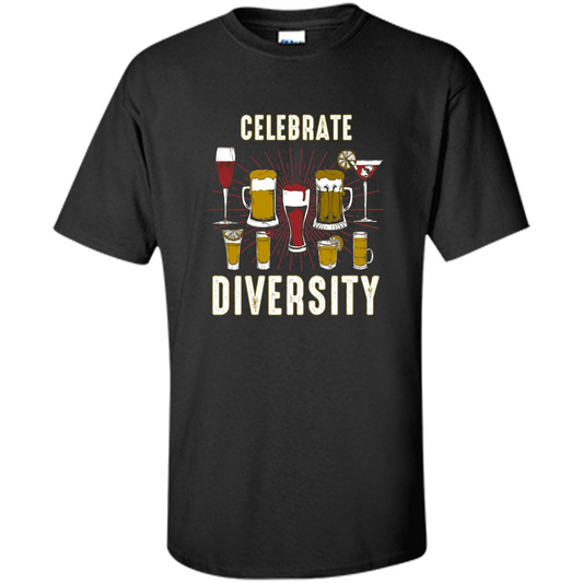 Alcohol Diversity T-Shirt Celebrate With Beer And Booze Black